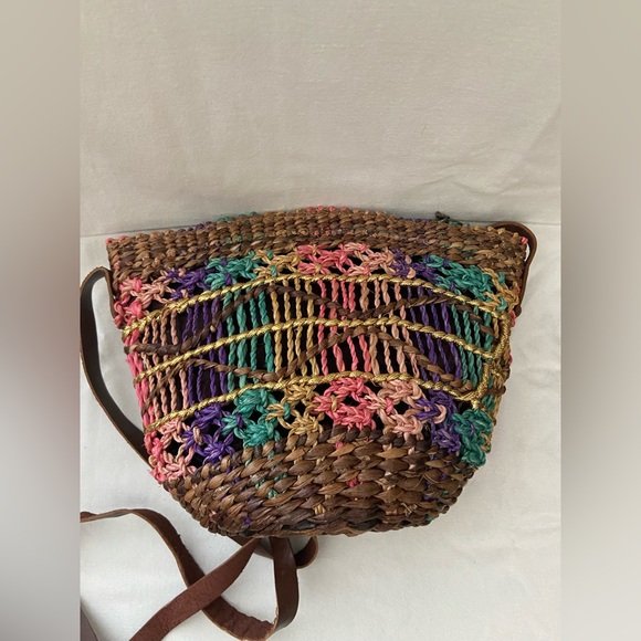 Colorful Woven Straw Small Summer Crossbody Basket Handbag Made in Philippines - Picture 6 of 13